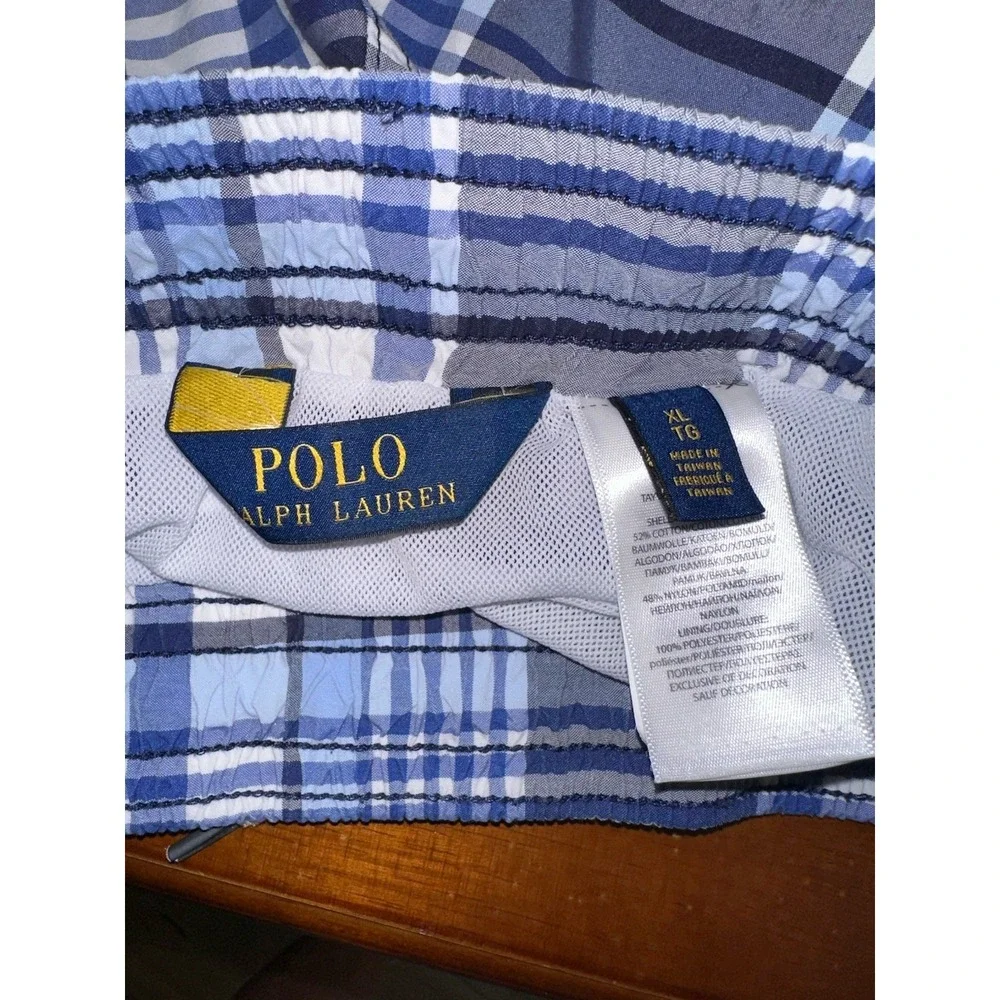 Polo Ralph Lauren‎ Swim Trunks XL Blue Plaid Lined 5